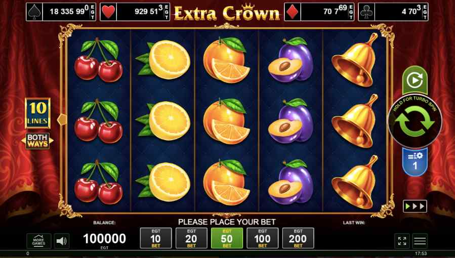 Обзор слота Extra Crown от EGT